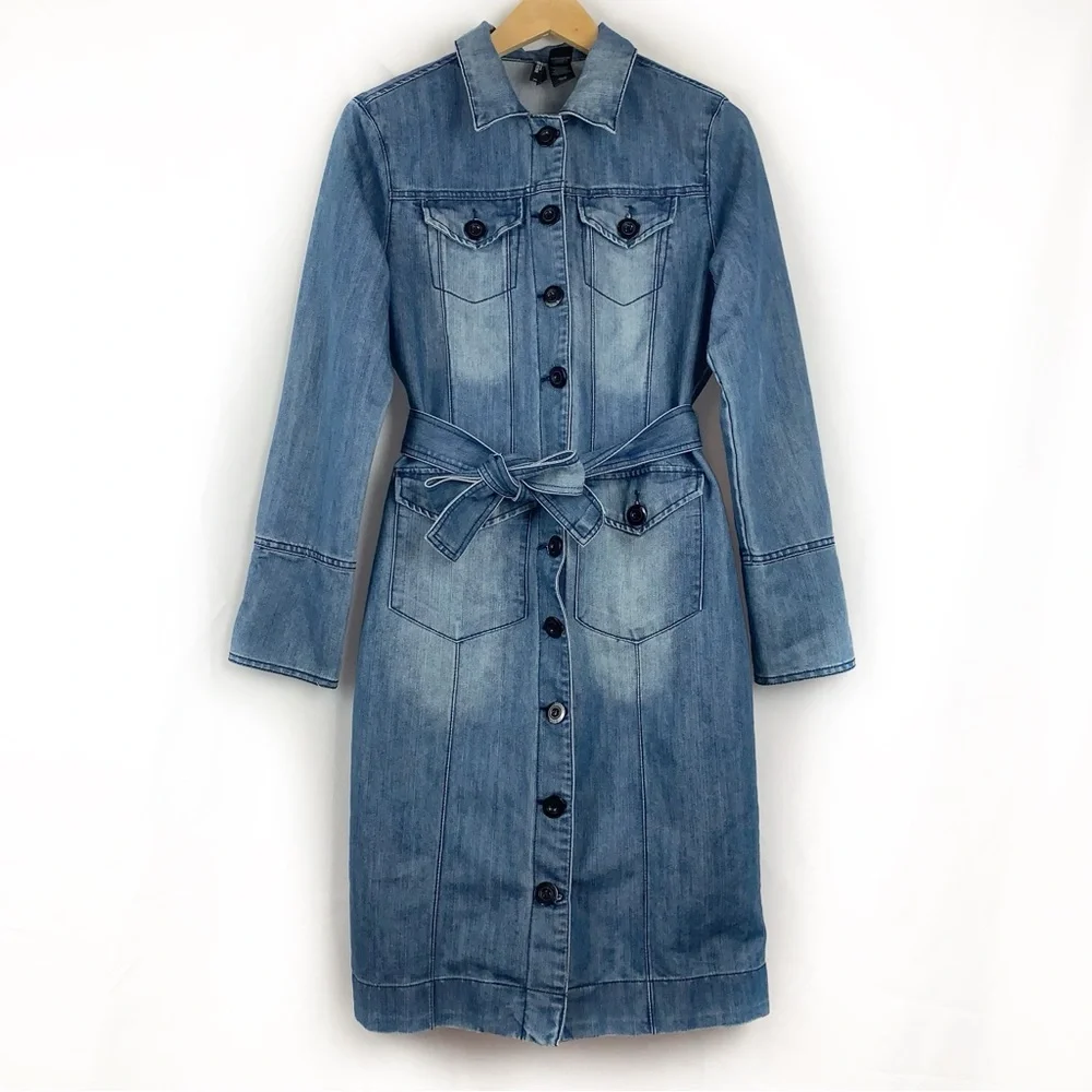 Bisou Bisou Button Front Denim Midi Dress - Picture 1 of 7